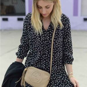 New Madewell Black Floral Print 100% Silk Blouse Top Shirt Size Small S